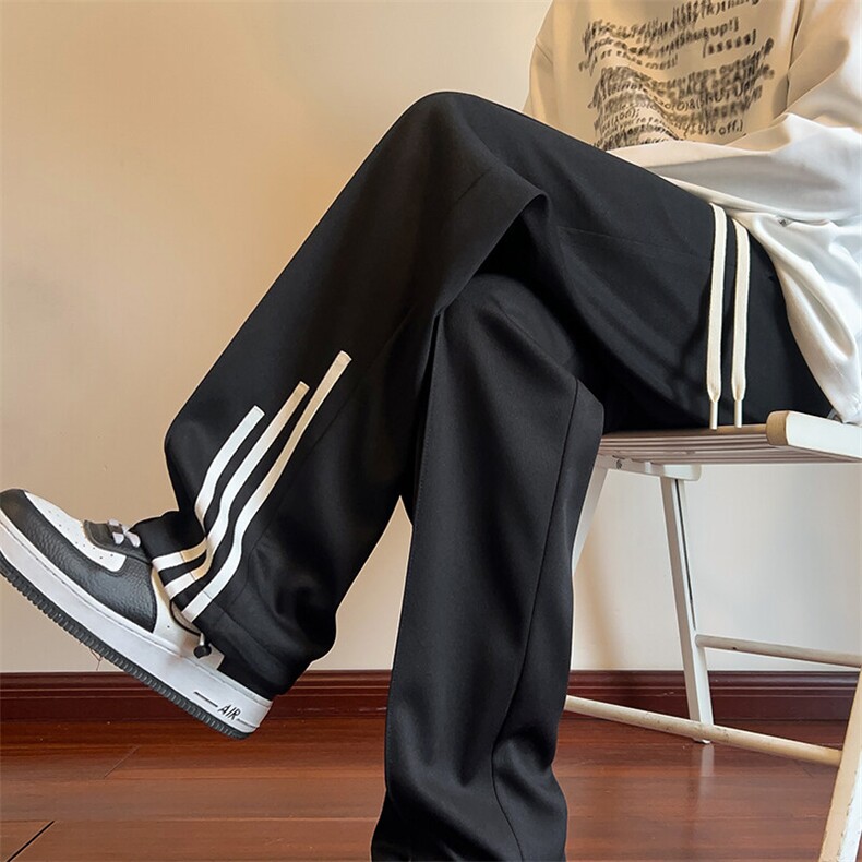 2025春季新款内景大码美式直筒织带卫裤M-5XHK24045-特P40，男装休闲裤，电商A022