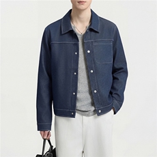春款轻熟抖音小伙牛仔明线纯色休闲夹克店主风A236-JK5036-P120，男装夹克，电商A236