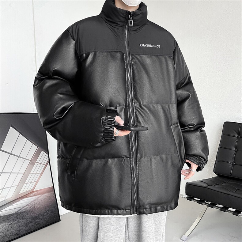冬季立领棉衣男加厚棉服潮流棉袄皮衣字母印花男装A266-P01-P80图片