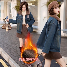 梦依缘2025冬时尚精品舒适休闲加绒牛仔外套二，女装短外套，梦依缘