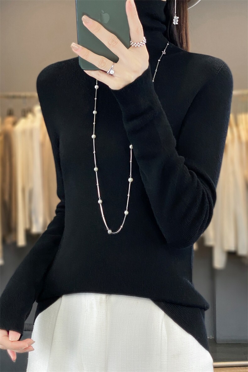 秒杀一线成衣抽条堆堆领精纺衫女薄款针织衫打底衫毛衣,针织衫/毛衣,暖烁羊绒
