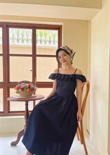 【现货】一字肩飞飞袖连衣裙，女装连衣裙，欧尼蒂