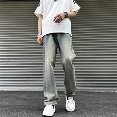 2025夏季双色直筒牛仔裤男美式休闲cleanfit裤子781/p58，男装牛仔裤，电商B381-2