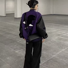 网红同款美式字母刺绣拼色棒球服外套男女宽松秋季新款高街夹克，男装夹克，星座506A