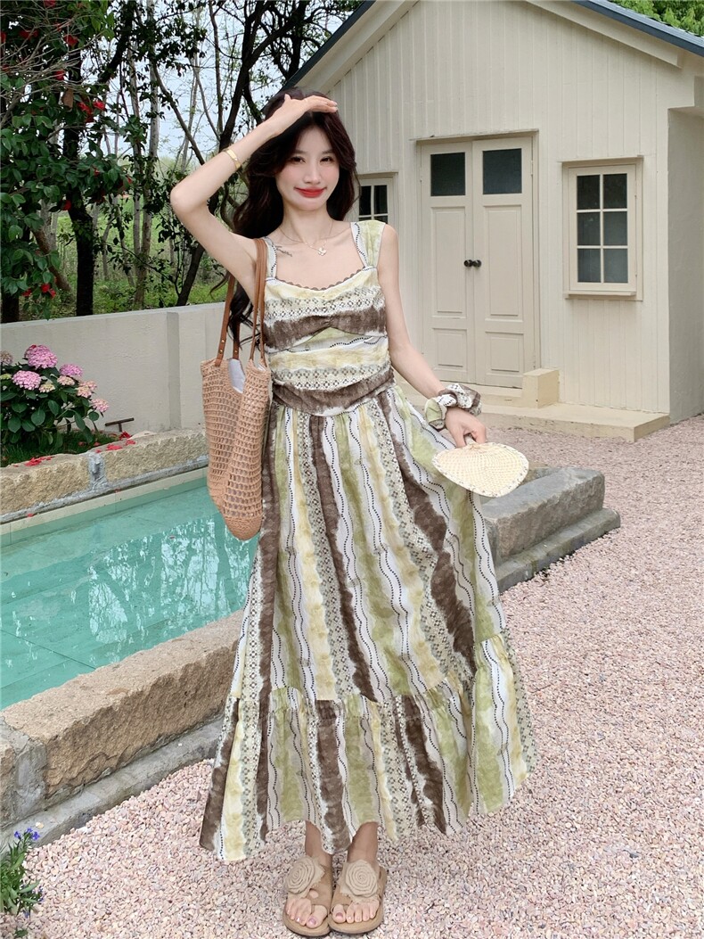 欧货度假风复古连衣裙女2026夏季流行单品新款长裙大方得体的裙子,女装连衣裙,艾米莉亚