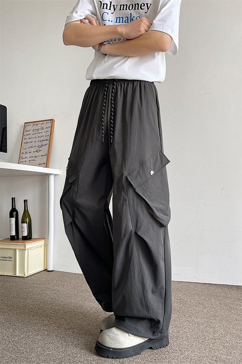 D206-18XL-M冰丝复古阔腿工装裤男宽松大口袋美式拖地裤男K9145,男装工装外套,电商D206-1