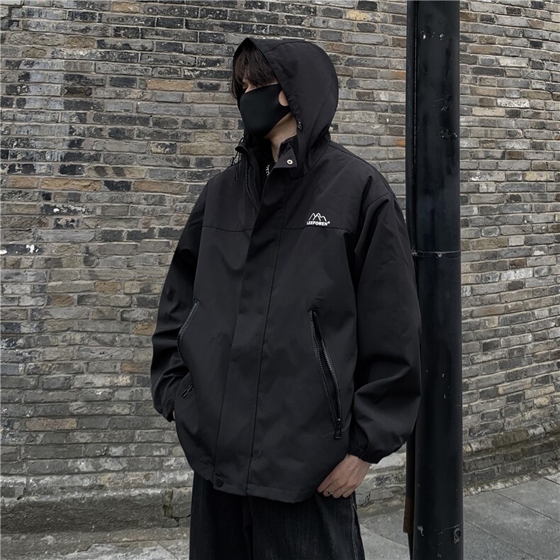 美式连帽三合一冲锋衣加厚可拆卸棉衣男外套加厚宽松工装棉服p100,男装夹克,电商C307