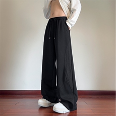抖音品质美式罗纹拼接设计感宽松直筒卫裤B315-K25340-特p40控78，男装休闲裤，电商B315