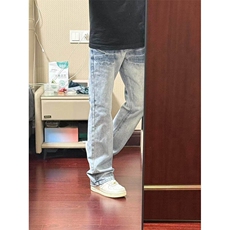 【有货】NZ455HH-特P42冰蓝闪电纹水洗牛仔裤男女直筒裤子，男装牛仔裤，星座1007（原301D）