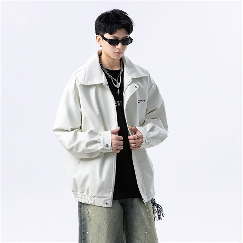 春季新款港风美式刺绣痞帅翻领皮衣夹克男XZ213-JK6000-P70控98,男装夹克,星座213
