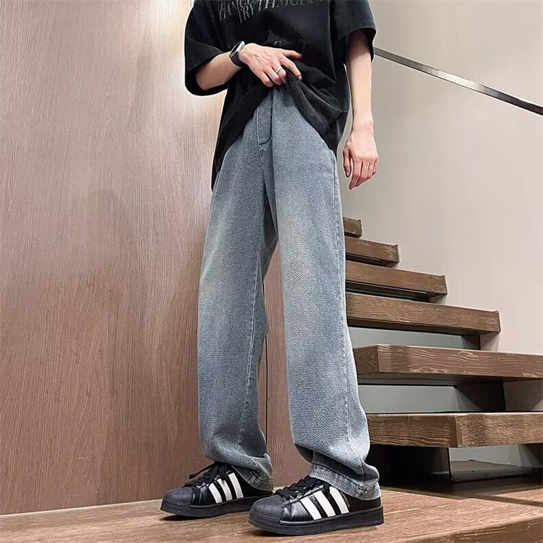 2024春夏高街美式牛仔裤男新款星空纹潮牌宽松休闲百搭直筒裤，男装牛仔裤，星座218-1（原230）