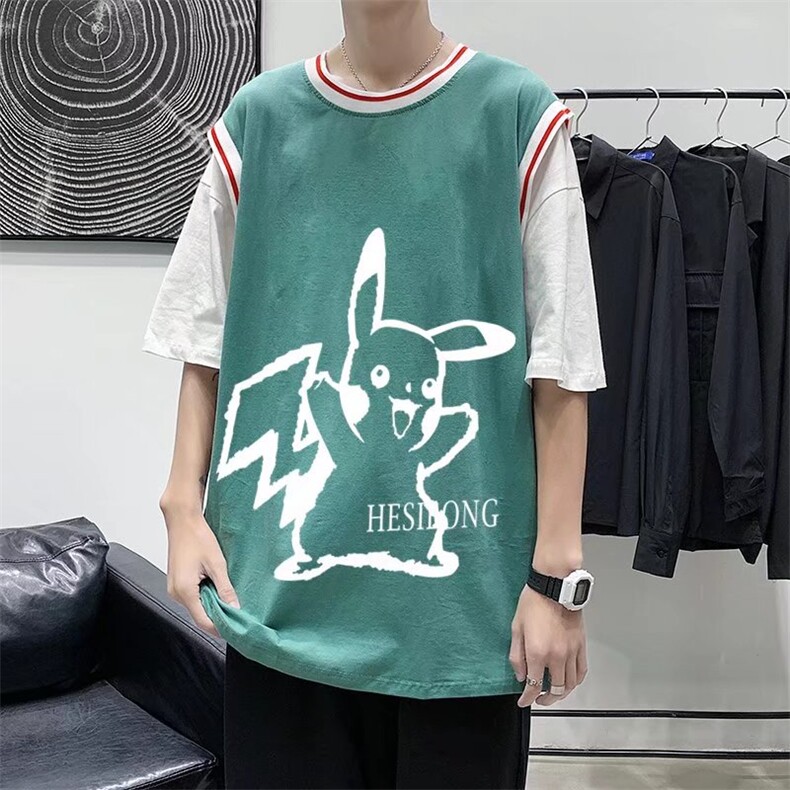 男圆领T恤宽松假两件短袖Q908P28,男装T恤,星座1116-2