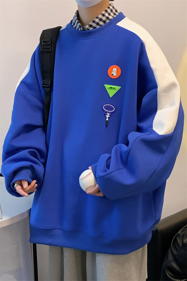 秋季新款男ins潮牌圆领无帽设计感百搭2023新款衣服22306-53控78,男装卫衣,星座717