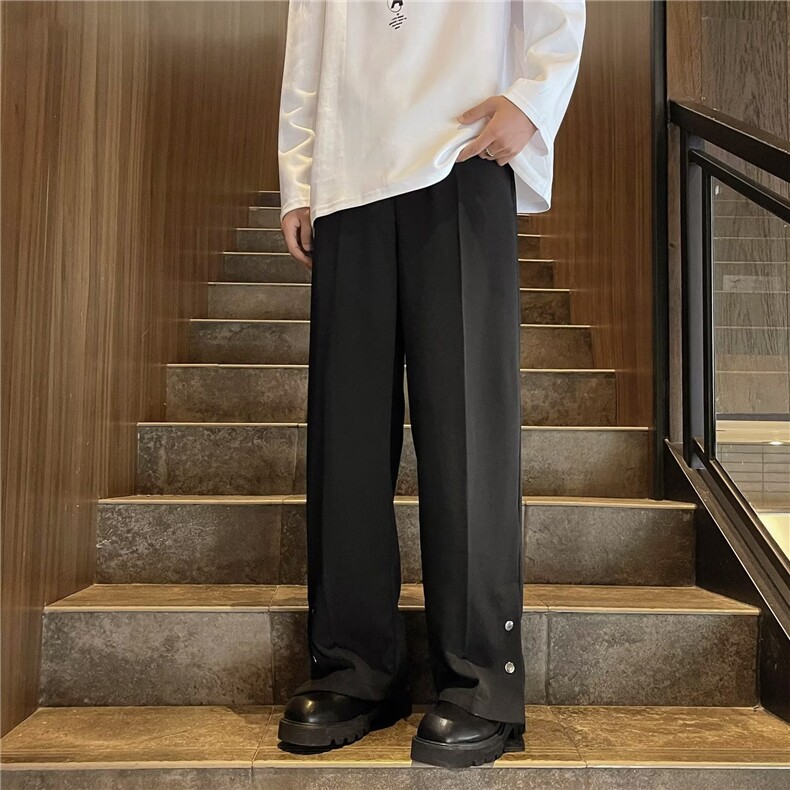 休闲西裤男韩版潮流垂感裤脚开衩帅2023秋季新款ins长裤K4471-P39,男装西裤,星座412-2