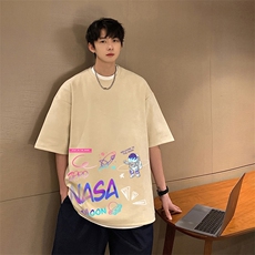 NASA联名同款麂皮绒短袖t恤男大码半袖男JD82186-P25，男装T恤，电商A040