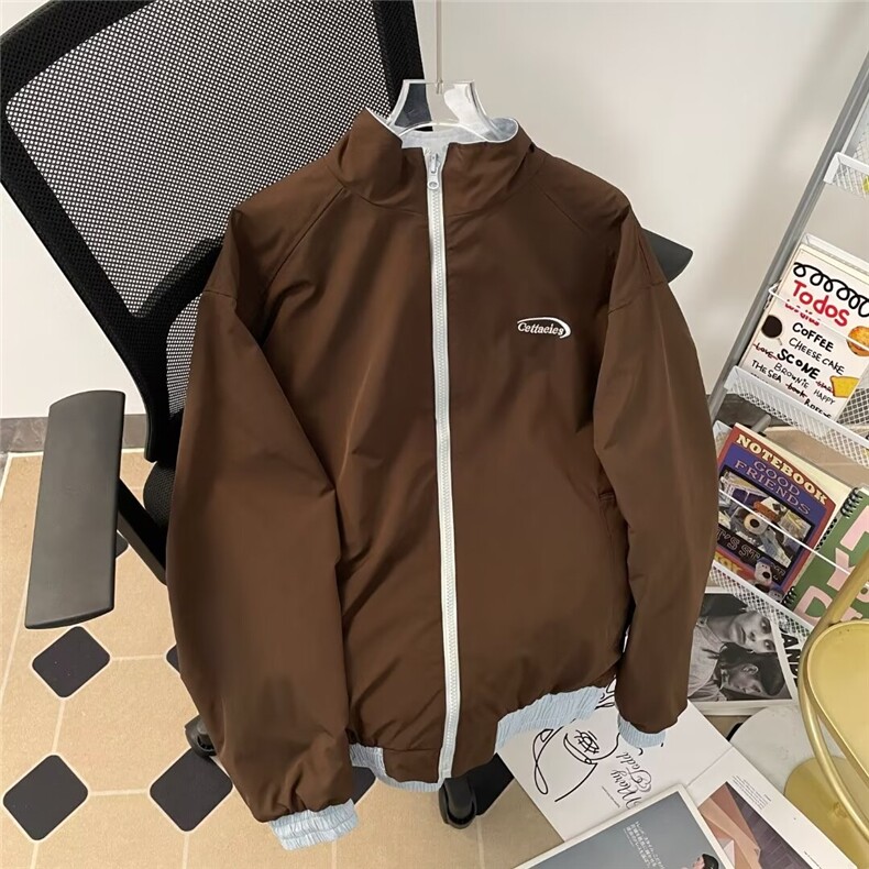 美式潮牌三条杠夹克秋冬季宽松复古两面穿情侣外套W9323/P70,男装夹克,星座506B
