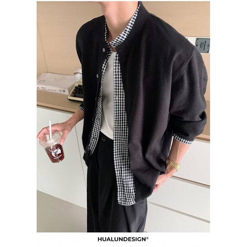 网图-假两件圆领针织开衫毛衣男士休闲衬衫宽松秋B12-P75，男装针织衫/毛衣，星座910-1