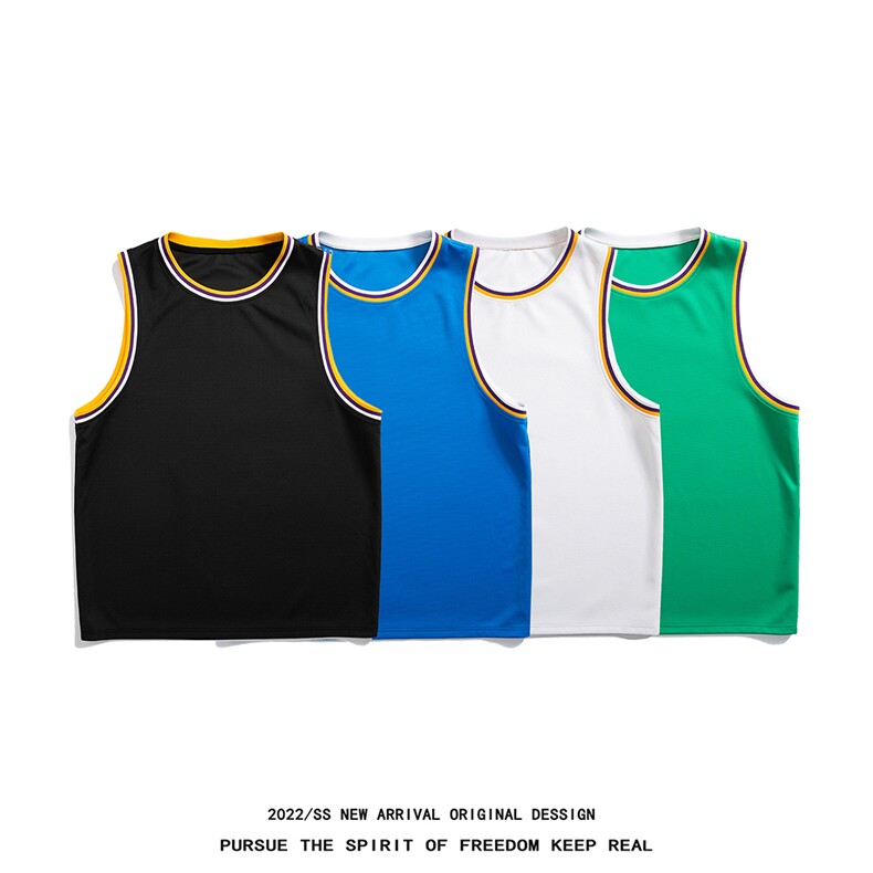 光板 得物\唯品\抖音二开 夏季拼色织带篮球背心 T925特批P25图片