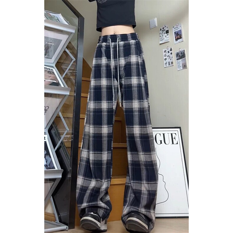 潮流大码中性风美式休闲直筒格子裤拖地裤长裤K8585-P48【特价】图片