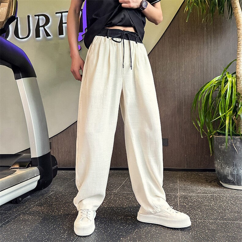 K20523-P78夏季薄款男士亚麻休闲裤男潮流宽松直筒弯刀裤,男装休闲裤,电商A368