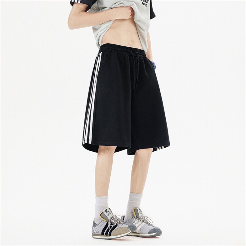 抖音得物高品质二开重磅华棉夏季三条杠织带短裤休闲运动五分裤，男装休闲裤，电商A486