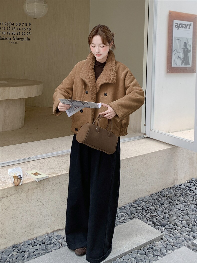 210-3290-P195-288皮毛一体双排扣加厚2025年冬季,女装短外套,浙宝210（原浙宝191）