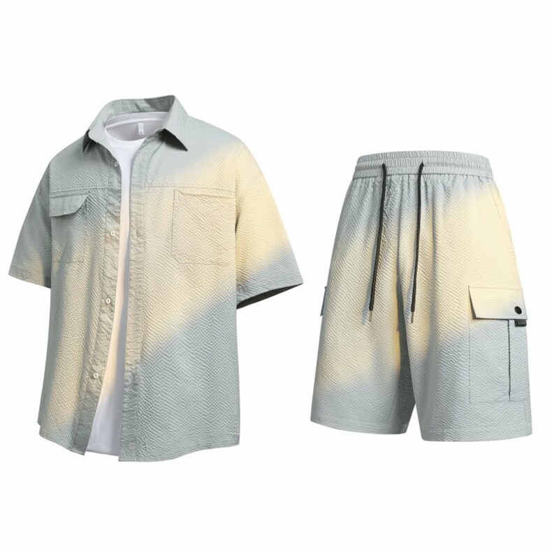 工装衬衫两件套夏季新款宽松休闲百搭衬衫套装A406TZ2976特P68,男装衬衫,星座309（原A406）