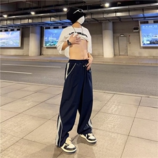 美式复古工装裤男春季藏蓝色宽松休闲裤长裤B493P38，男装休闲裤，星座1116-2