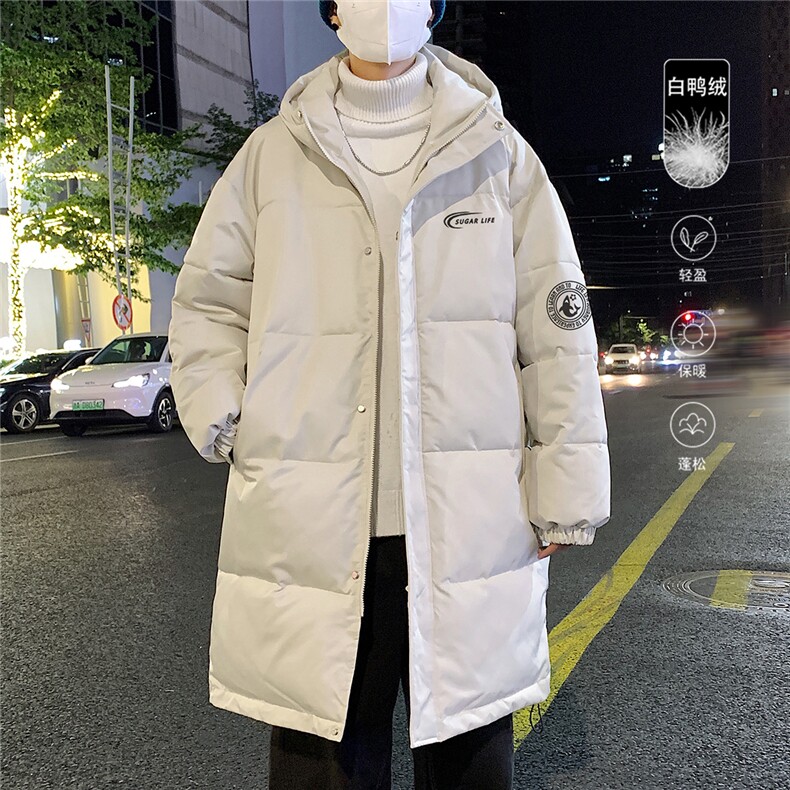 港风夜景标50白鸭绒宽松长款连帽羽绒服YR1880P225控298,男装羽绒服,电商A247