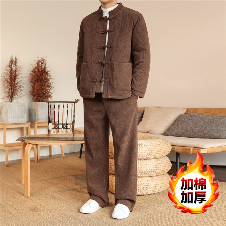 2025冬季风套装中式复古唐装棉衣棉绒保暖棉袄TZ2534-P205,男装棉衣,电商A008