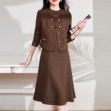 现货-新品】小西装外套+连衣裙2024年春装新款女士洋气两件套，女装套装/套裙，仁梯