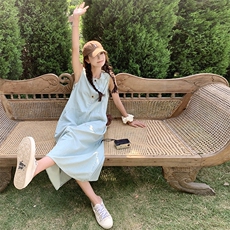 小个子显瘦洋气减龄连衣裙女夏2025新款超好看韩系chic牛仔背心裙，女装连衣裙，浙宝212A
