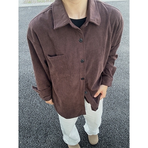 320G厚实灯芯绒衬衫男秋冬款休闲宽松复古长袖衬衣CS027-P35图片