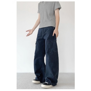 美式微喇叭牛仔裤男女复古cleanfit水洗棉工装裤子K90066-P60网图图片