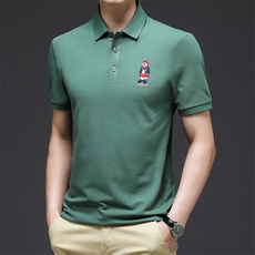 2023新款夏季男短袖POLO衫时尚翻领纯色T恤中年爸爸装半袖上衣P65，男装Polo衫，星座1105-3