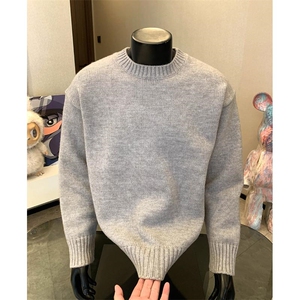重磅秋冬男女纯色打底针织衫圆领套头半高领毛衣美式复古休闲上衣图片