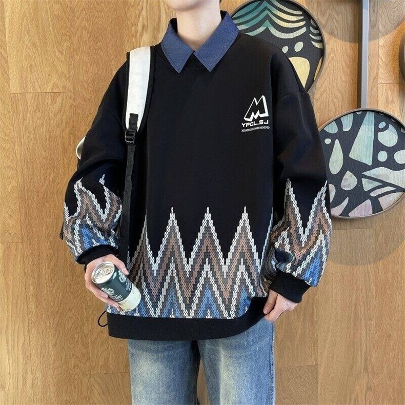 W25209-特P50港风学生青少年外套2026春秋时尚休闲卫衣男打底衫,男装卫衣,电商D310B