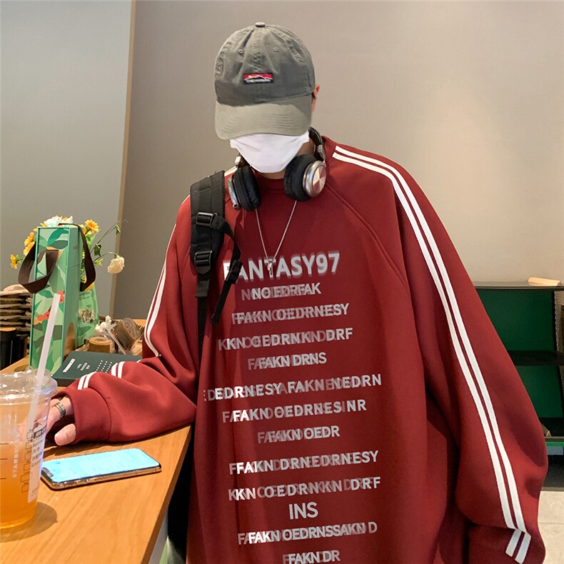 港风23新款秋季时尚百搭宽松字母印花潮流卫衣B6903P45控68,男装卫衣,电商A268A
