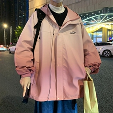 秋冬防水连帽扎染渐变颜色夹克外套冲锋衣宽松版型JK9262P-75，男装夹克，电商A128