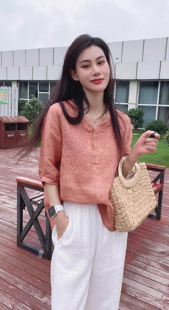 纯苎连衣裙小衫裤子裙子衬衣 时尚风 风淑女风休闲风，女装连衣裙，川哲