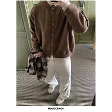 1506A/G50140/P70撞色拼接假两件开衫毛衣外套，男装针织衫/毛衣，星座1506A