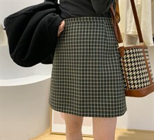 格子半裙，女装半身裙，素妮