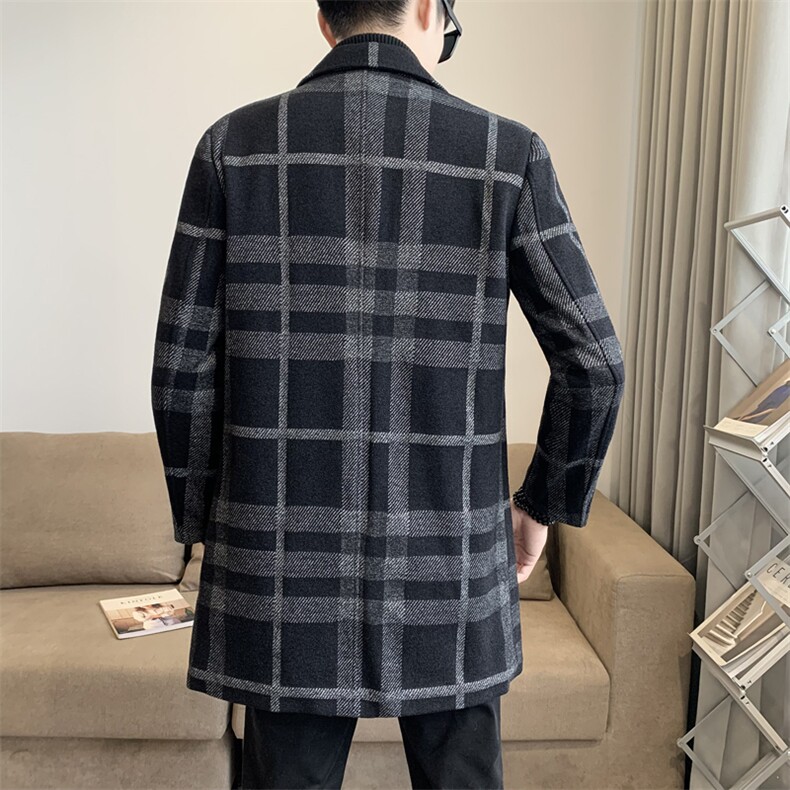 秋冬新款呢子大衣中长款千鸟格大衣外套838-P165,女装短外套,电商A239