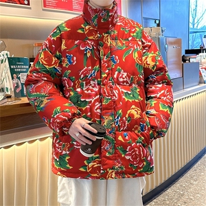 1506/MY203/P70秋冬款东北大花新中式风民族风青少年棉服男棉衣图片
