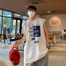新款得物直播抖音品质250克重磅纯棉男无袖背心T恤T529P28控39，男装背心/马甲，电商C408(原B339-1)