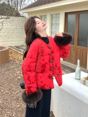 2026冬季新款缎面印花新中式90绒羽绒服2585P335K438，女装羽绒服，浙宝301