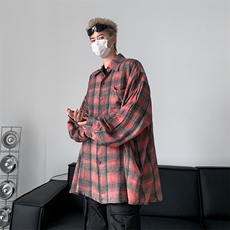 复古格子衬衫男士韩版潮流百搭文艺2025春季新款ins外套CY658-P37，男装衬衫，星座412
