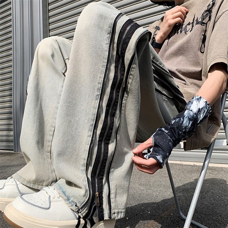 牛仔高街拉链牛仔裤水洗牛仔开叉裤313A-1-NZ035-P65 控78图片