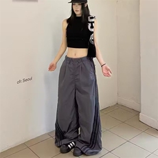 秋款男女工装裤大口袋机能垂感阔腿三条杠条纹长裤K153P65，男装工装外套，星座1013-1