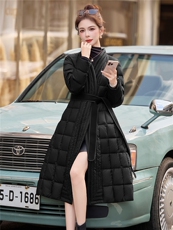 现货2025双面羊毛拼接可拆卸连帽门襟90白鸭绒优雅中长款羽绒服，女装羽绒服，卡杰菲